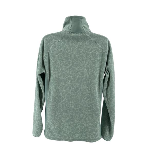 Columbia Half-Zip Pullover WMNS L Green Leaf/Floral Fleece Long Sleeve Mock Neck - Picture 4 of 8